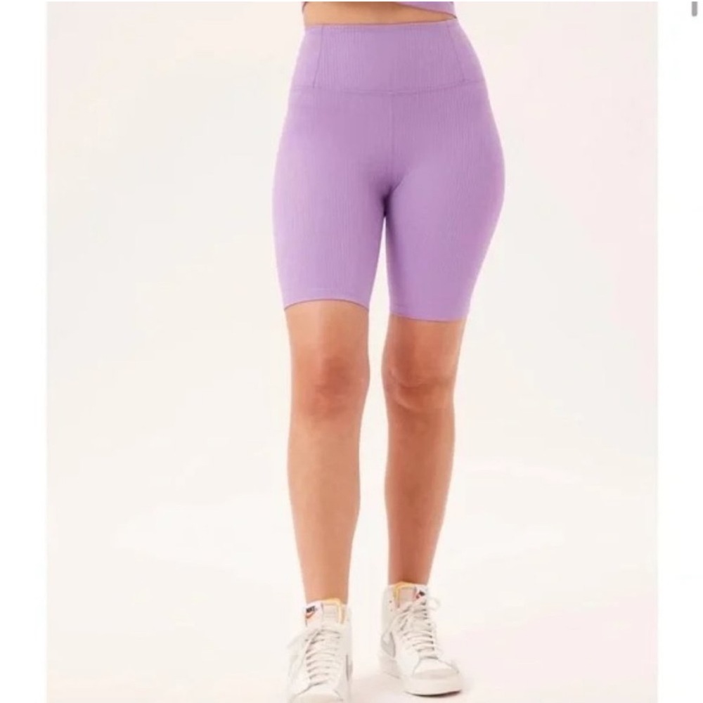 Girlfriend Collective Violet Ribbed High Rise Bike Short - Picture 2 of 6